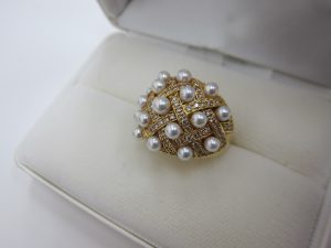 k18金パール＆ダイヤリング・高価買取・大阪・神戸・パールメレダイヤリング買取