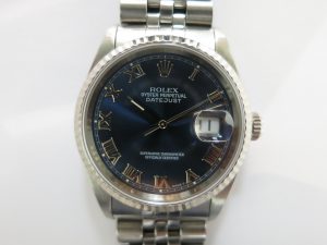 ローレックスデイトジャスト１６２３４ブルー・ローマン文字盤買い取り