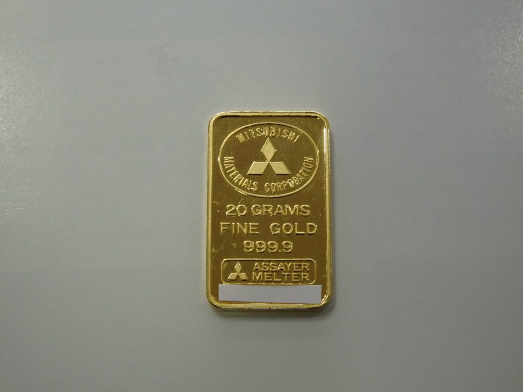 金買取　三菱マテリアル　インゴット20ｇ高価買取
