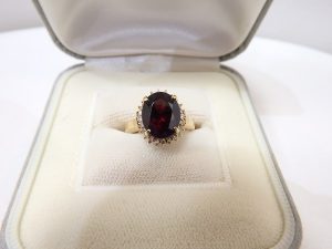 デザインリング買取大阪、神戸Ｋ18金ガーネット・ダイヤモンドリング買取