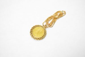 K24純金エリザベス金貨＆K18金ネックレス14.2g買取いたしました。