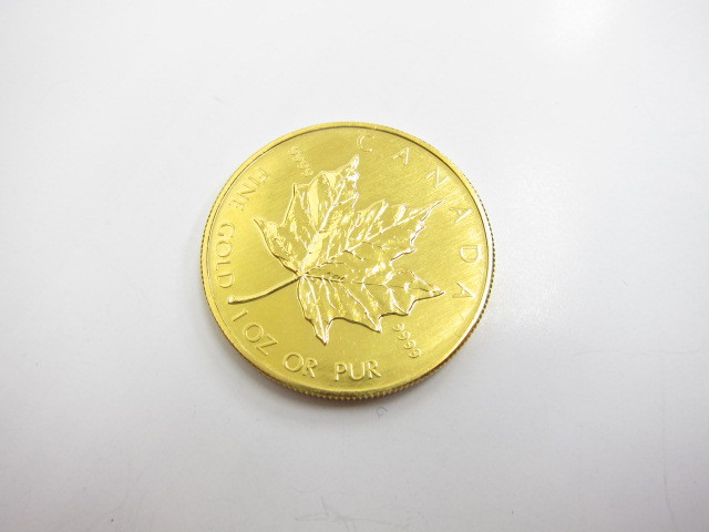 K24金インゴットメイプルリーフコイン金貨1オンス買取いたしました。