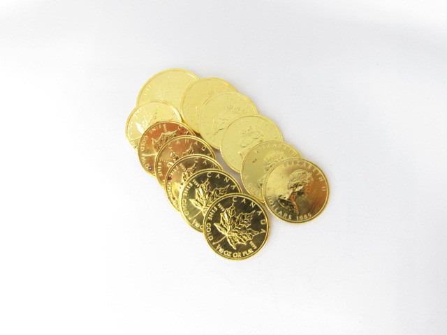 K24金インゴットエリザベスメイプルリーフコイン金貨1/4オンス・1/10オンス総重量41.8ｇ買取いたしました。