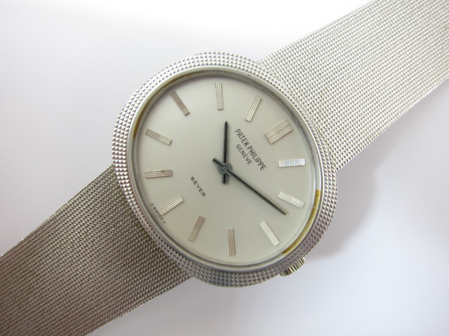 パテック・フィリップBEYERバイヤーWネーム時計メンズホワイトゴールド買取いたしました。