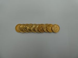 金 買取 K22 金純度91.6％ クルーガーランド金貨 1/10oz ×10枚