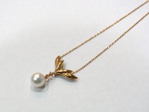 ミキモト 買取 パールネックレス K18 真珠 リーフデザイン