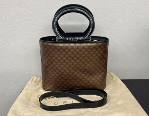 CELINE 買取 マカダム柄 2WAYハンドバッグ サークルハンドル オールドセリーヌ