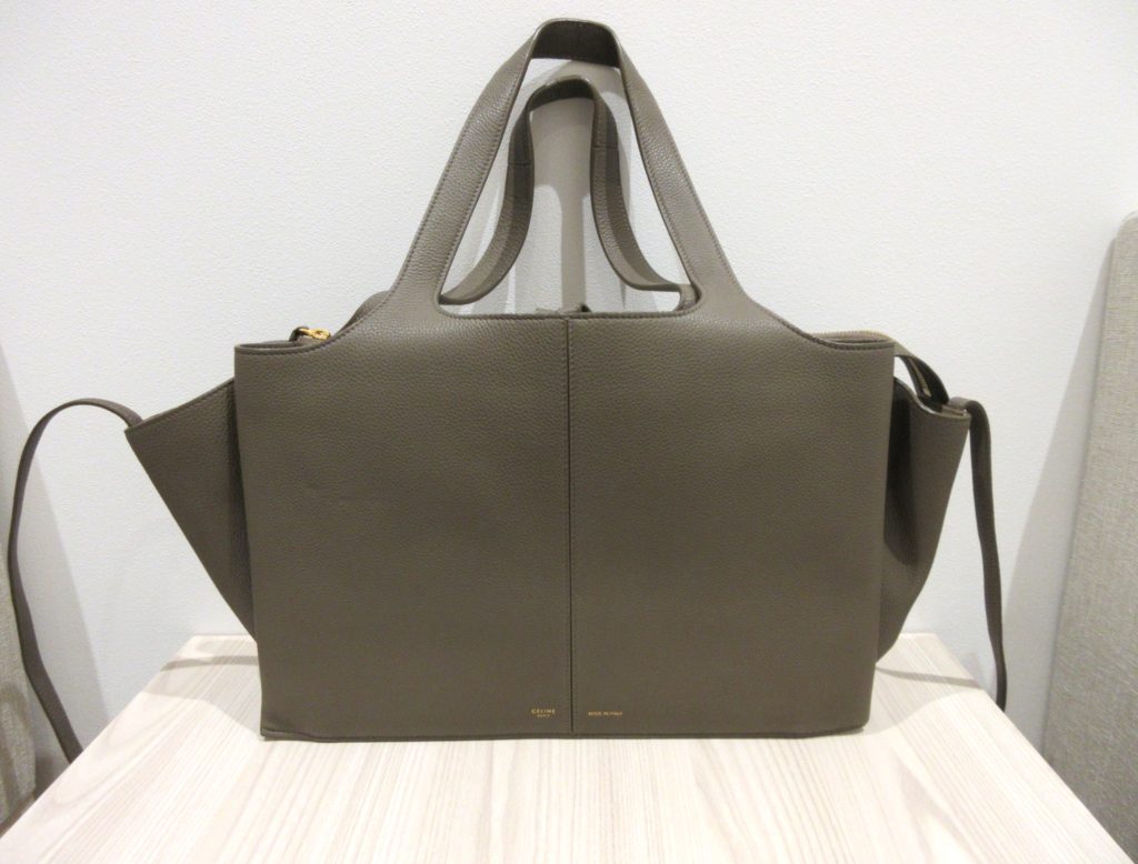 セリーヌ トライフォールドショルダーバッグ 買取 グレージュ