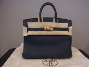 エルメス バーキン25 ブルーアビス トゴ ゴールド金具 K刻印 買取価格
