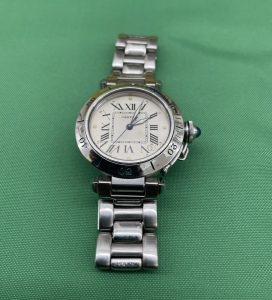【催事】カルティエ 買取 パシャ W3100255 アイボリー文字盤 本体のみ コーナン外環新石切店