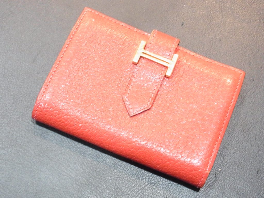 エルメス 買取 ベアンミニ カードケース ルージュ ゴールド金具 2006年製