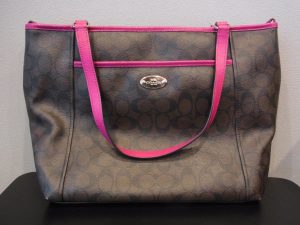 コーチ 買取 COACH トートバッグ シグネチャー ブラウン×ピンク