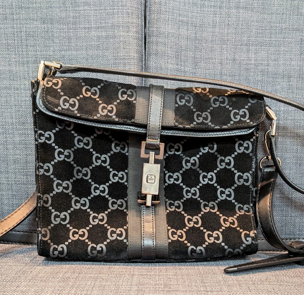 グッチ 買取 ジャッキー スエード×レザーブラック 001.3734