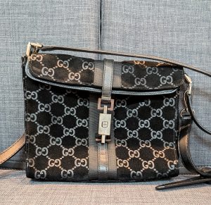 グッチ 買取 ジャッキー スエード×レザーブラック 001.3734