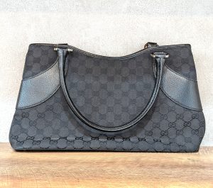 グッチ 買取 GG キャンバス×レザー ブラック 113015 トートバッグ