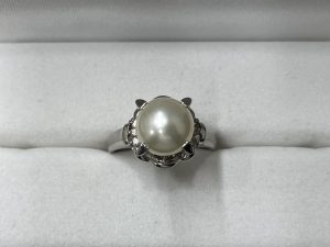 Pt900 パール ダイヤリング 0.58ct ジュエリーリング