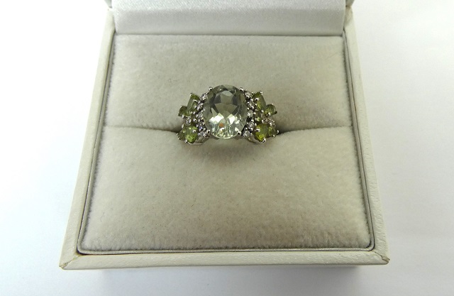 k18金ＷG台アクアマリン＆ダイヤモンドリング買取