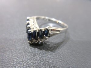 宝飾ジュエリー サファイアプラチナ リング 買取 S0.74ct D0.13ct