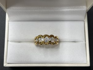 K18 （750） デザイン ダイヤリング バゲットダイヤ ラウンドカット 0.7カラット