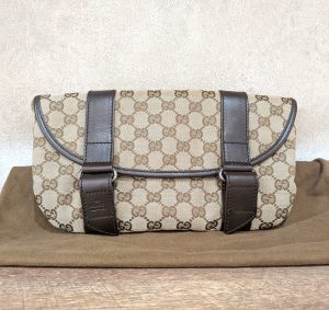 グッチ 買取 GGキャンバス ボディバッグ ブラウン 145851