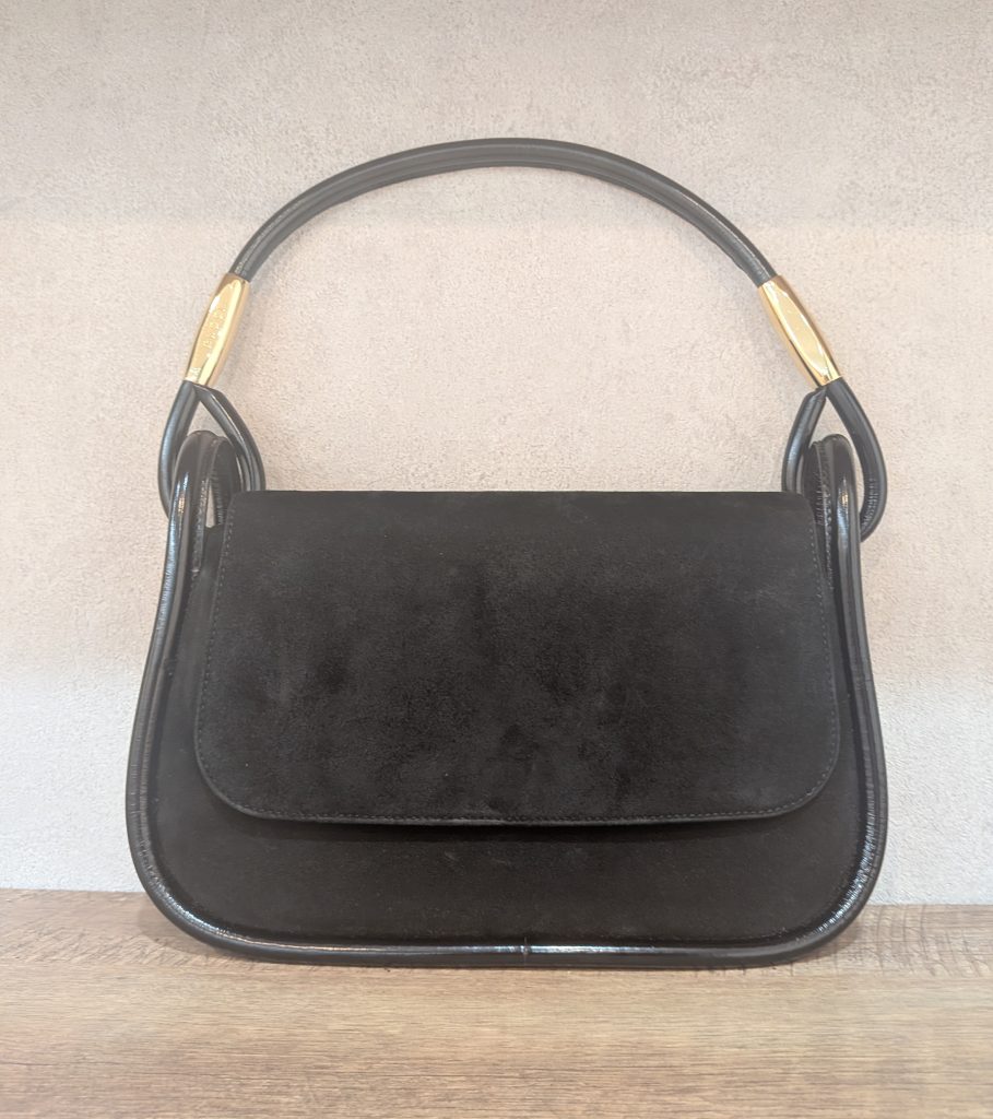 グッチ 買取 ハンドバッグ スエード ブラック 001.2684 袋 カビ