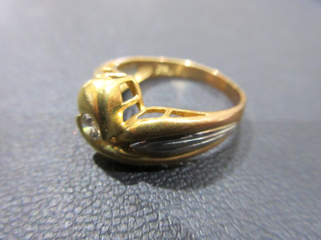 宝飾ジュエリー K18 Pt900 コンビリング 買取 D0.17ct デザインリング