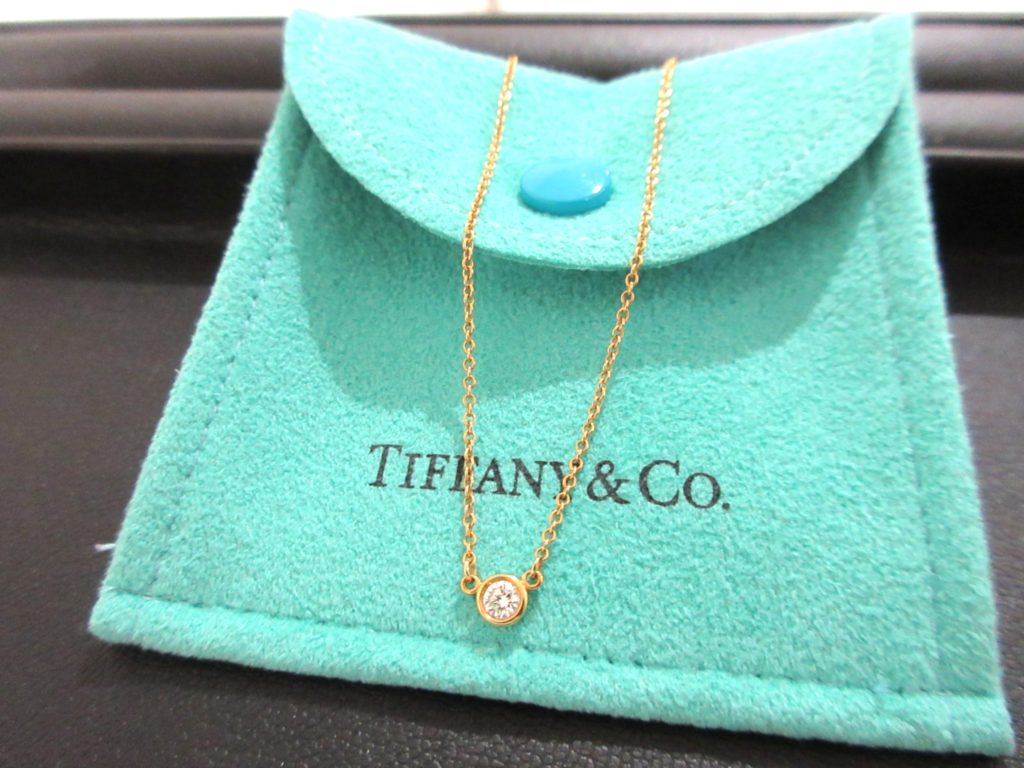 ティファニー ダイヤモンドネックレス買取 K18 バイザヤード 保存袋