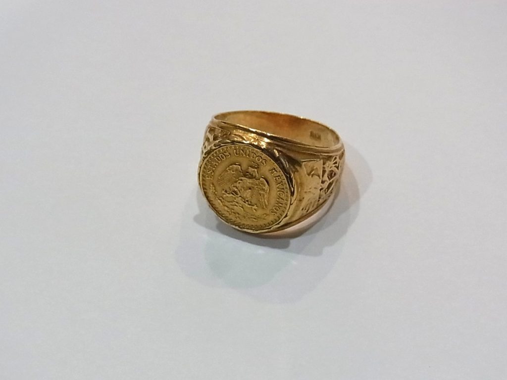 K21.6メキシコ・イーグルDOS PESOS金貨入り K18リング 買取価格