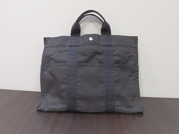 【催事】エルメス 買取 エールラインMM キャンバス グレー トートバッグ コーナン摂津鳥飼西店