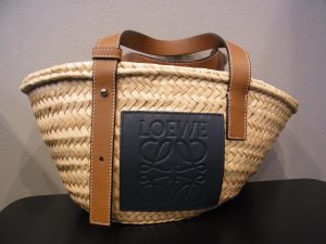 ロエベ 買取 かごバッグ バスケットバッグ スモール ネイビー