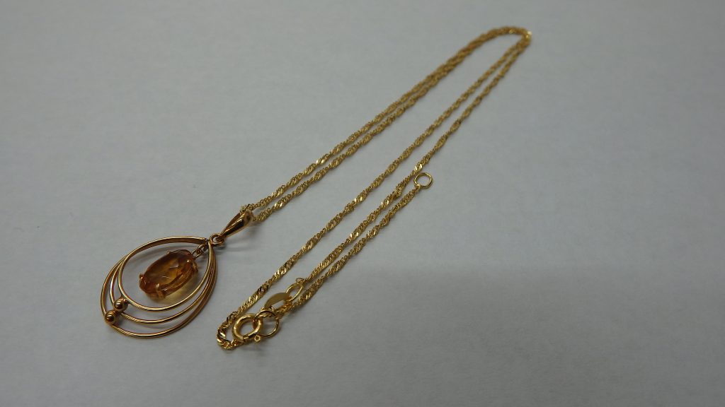 貴金属ジュエリー 買取 デザインネックレス K18（750） シトリン