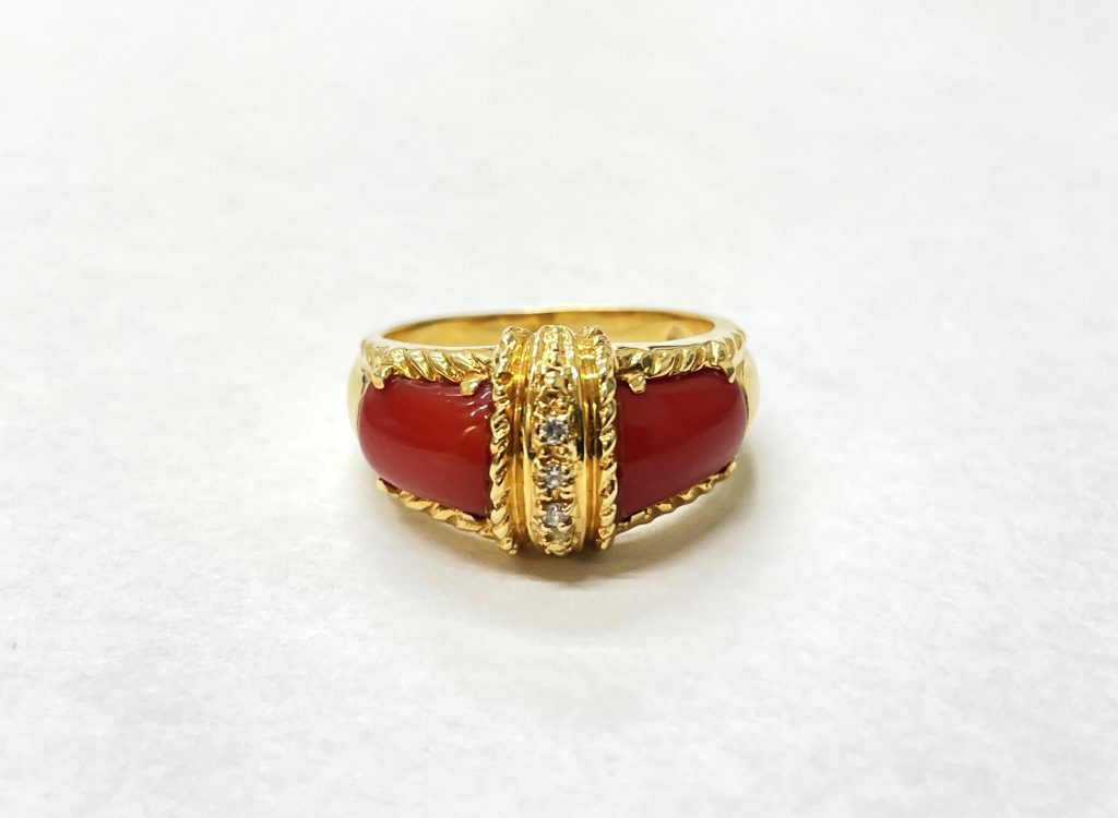 サンゴ買取 K18金 ダイヤモンド リング