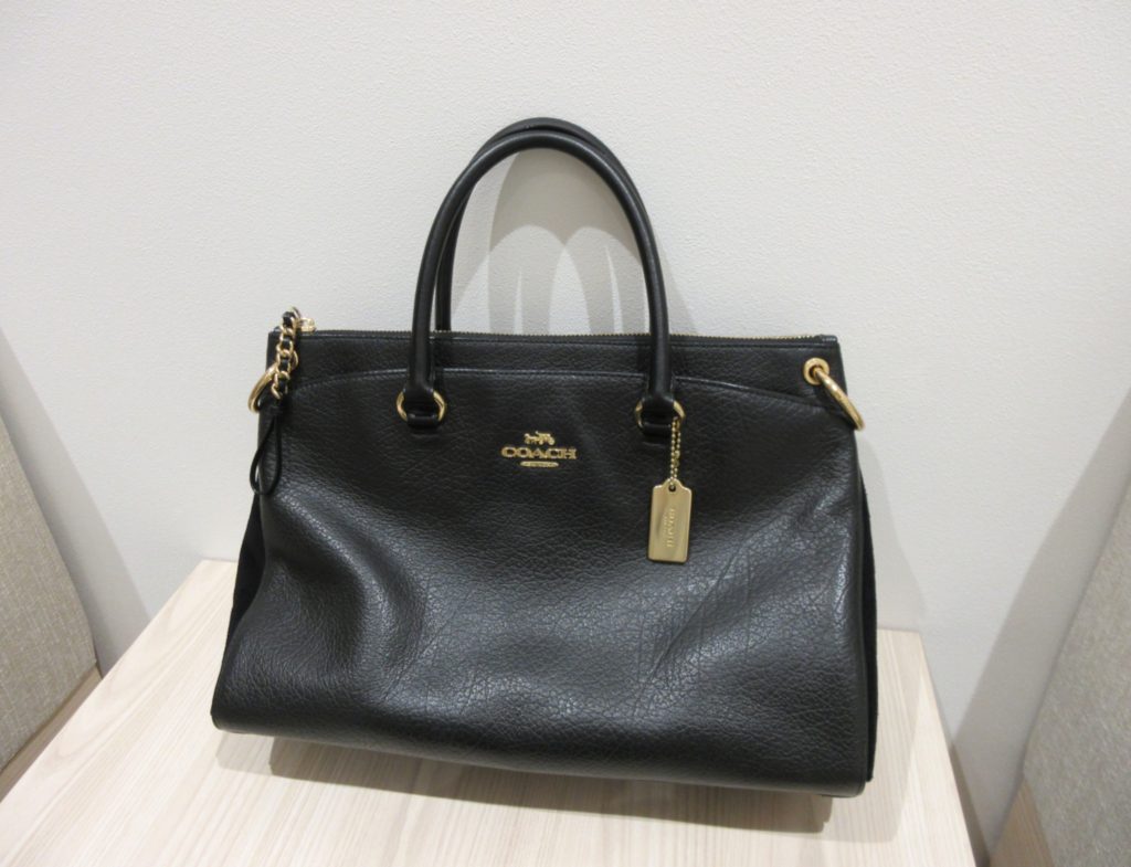 コーチ ハンド・ショルダーバッグミアサッチェル 買取 黒 ペブルレザー F78750 ストラップ欠品
