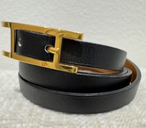 エルメス ビーアピ 4連ブレスレット 買取 □P刻印 黒レザー ゴールド金具