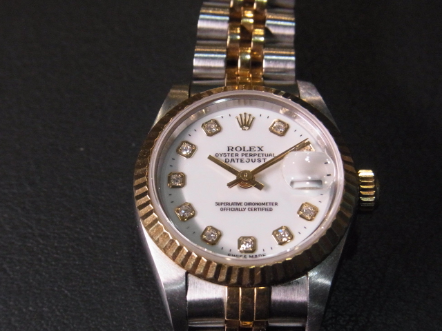 ロレックス 買取 デイトジャスト コンビ 69173G T番 ホワイト文字盤 新ダイヤ