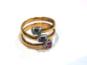 K18 Pt900 コンビリング 買取 ルビー サファイア エメラルド