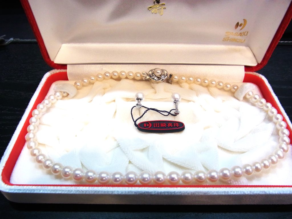 タサキ 買取 パールネックレス＆K14WG パールピアス 2点 真珠