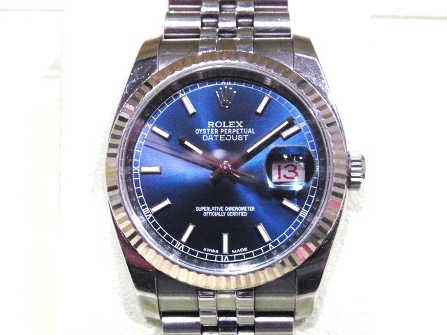 ロレックス買取 デイトジャスト 36 116234 ブルー文字盤