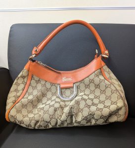 グッチ 買取 GGキャンバス ベージュ×オレンジ ハンドバッグ 190525