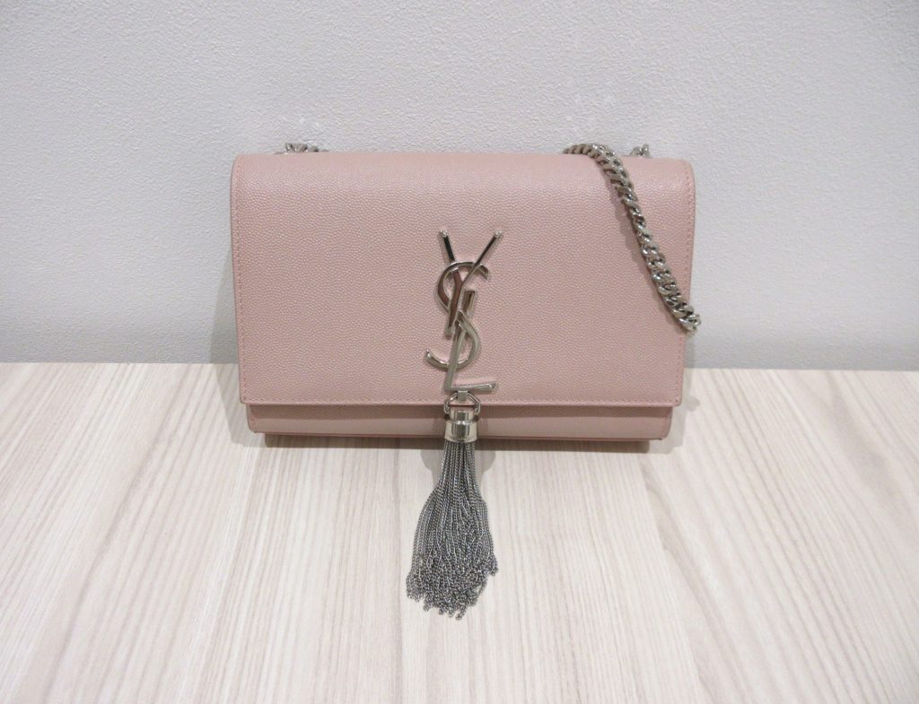 サンローラン ケイトスモールチェーンバッグ 買取 ピンクベージュ キャビアスキン