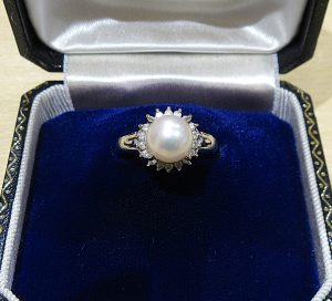 宝飾ジュエリー Pt850製 ダイヤ0.22ct あこやパールリング 買取