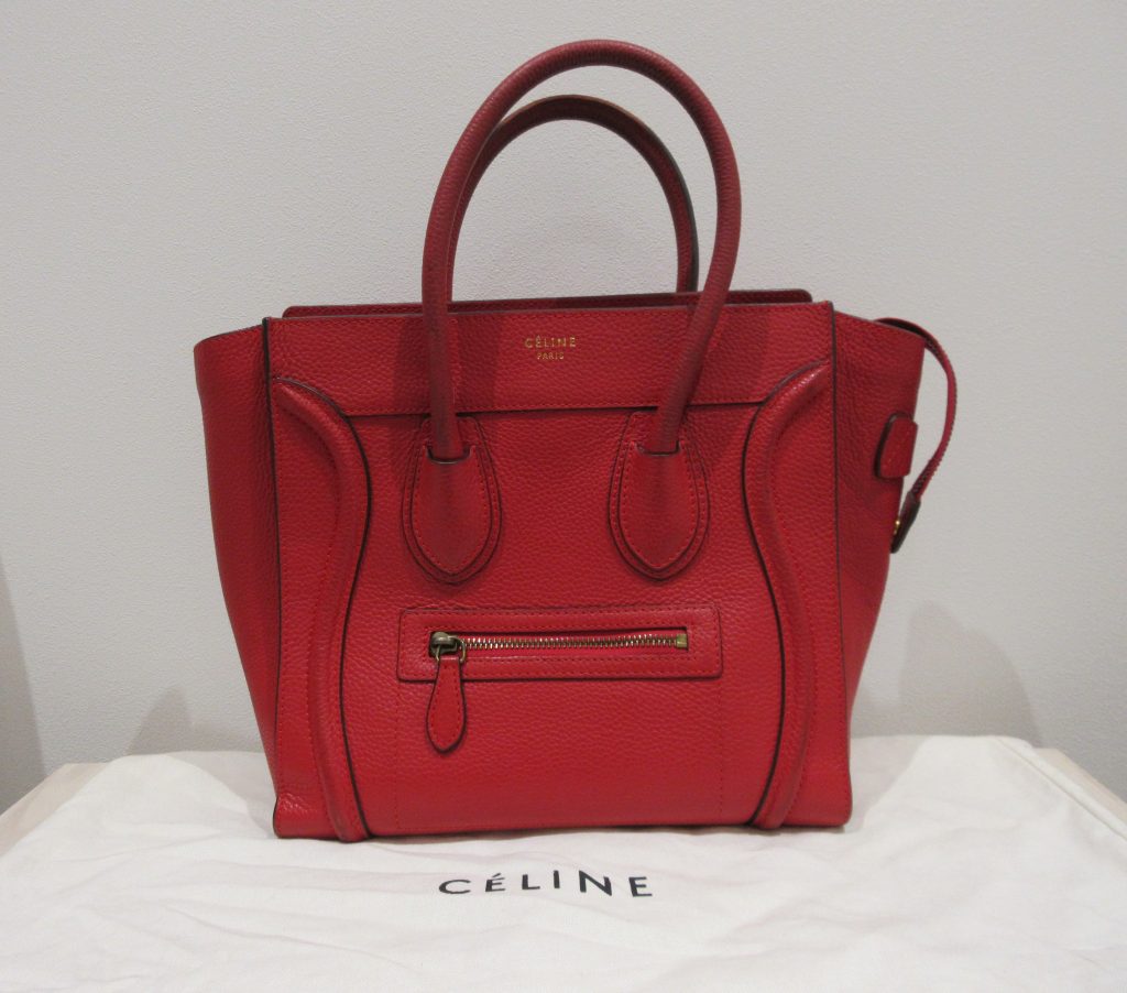 セリーヌ ラゲージマイクロハンドバッグ 買取 ドラムドカーフレザー 赤 汚れ
