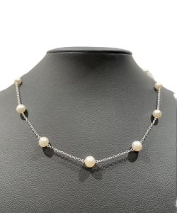 宝飾ジュエリー ミキモト ステーションパールネックレス買取 K18WG 純正ケース付